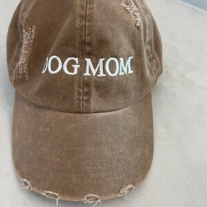 Distressed “Dog Mom” Hat – Brown Embroidered Cap 🐾